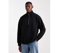 Jack & Jones - Felpa oversize nera con zip corta-Nero S