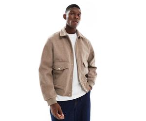 Jack & Jones - Giacca bomber beige effetto lana con colletto-Neutro M