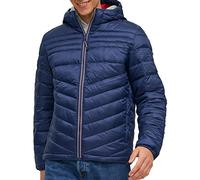 JACK & JONES Giacca da uomo Jjehero Puffer Hood Sn, Navy Blazer/Dettagli: cerniera a contrasto, S
