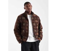Jack & Jones - Giacca effetto teddy color bordeaux con stampa-Rosso S