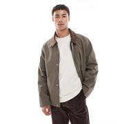 Jack & Jones - Giacca harrington color cuoio con colletto in velluto a coste-Marrone XXL