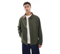 Jack & Jones - Giacca harrington kaki con colletto in velluto a coste-Verde XXL