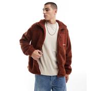 Jack & Jones - Giacca in pile borg color ruggine con zip-Arancione S