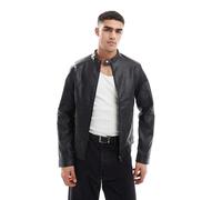 Jack & Jones - Giacca stile racing nera in pelle sintetica-Nero XS