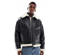 Jack & Jones - Giubbotto stile aviatore in pelle sintetica nero L