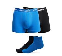 JACK&JONES JACDAVID Solid WEEKENDSET Boxer a Pantaloncino, Victoria Blue/Pack:Black-Victoria Blue-Black, L Uomo