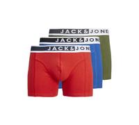 JACK&JONES JACJIMMY Solid Trunks 3 Pack, Boxer a Pantaloncino Uomo, Aurora Red/Pack:Cypress - True Blue,