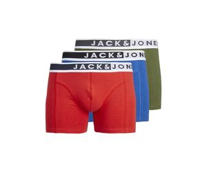 JACK&JONES JACJIMMY Solid Trunks 3 Pack, Boxer a Pantaloncino Uomo, Aurora Red/Pack:Cypress - True Blue,