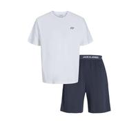 JACK & JONES Jacomaha SS Tee And Shorts Set W, Bianco, L (Pacco da 2) Uomo
