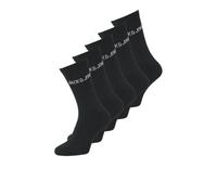 Jack & Jones - Confezione da 5 paia di calzini neri a coste con logo-Nero One Size