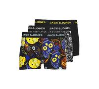 Jack & Jones S JACJAMES Trunks 3 Pack Noos Boxer a Pantaloncino, Nero/Dettaglio: Nero - Giallo, L Uomo