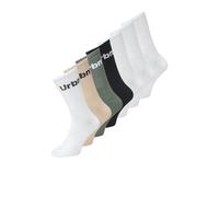 JACK & JONES Jacurbn-Calze da Tennis, 7 Calzini, Bianco/Confezione: Bianco, Bianco, Nero, Moonbeam, Verde Agave, Bianco, Taglia Unica Uomo