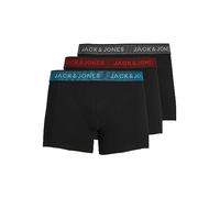 Jack & Jones - Confezione da 3 boxer aderenti neri con fascia in vita colorata-Black 2XL