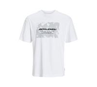 JACK&JONES JCOAERO Front Print Tee SS Crew Neck, Bianco, M