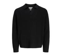 JACK & JONES Jcocover Knit Split Neck Polo, Nero, L Uomo