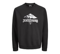 JACK & JONES Jcoflare Front Print Sweat Crew Neck, Nero, M Uomo