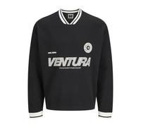 JACK & JONES Jcohorizon Sports Print Sweat LS V-Neck, Nero, XL