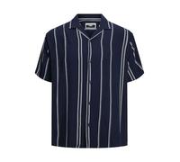 JACK & JONES Jcojeff AOP Resort Shirt SS Relax Camicia a Maniche Corte da Uomo, Navy Blazer/Strisce: a Righe, XS