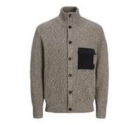 Jack&Jones JCOMACE Knit Cardigan SMU, Grigio Chateau/Dettaglio: Nero, L