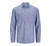 Jack & Jones Jcosheridan Linen Blend Shirt LS Camicia a Maniche Lunghe da Uomo, Denim Sbiadito, S