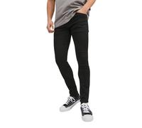 JACK & JONES Jeans da uomo skinny fit Liam Original High Preformance tessuto elasticizzato comfort tutto il giorno Zip Fly Denim Bottoms, Nero , W30 / L32