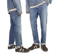 JACK & JONES jeans uomo clark blu chiaro stonewash a gamba dritta elasticizzato