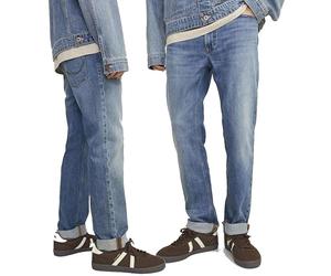 JACK & JONES jeans uomo clark blu chiaro stonewash a gamba dritta elasticizzato