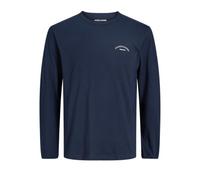 JACK & JONES Jjcollege Logo Tee LS Crew Neck, Blazer Blu Marine, M Uomo