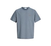 JACK & JONES Striped Tee SS Crew Neck Jjdevin Daytona-Maglietta Girocollo a Righe, Miraggio Blu, M Uomo