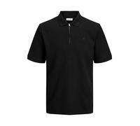 JACK & JONES Jjeaustin - Polo con Cerniera SS Noos Pls, Taglie Forti, Nero, 5XL