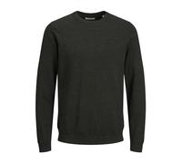 JACK & JONES JJEBASIC Knit Crew Neck Noos Pullover, Forest Night/Detail:Twisted with Black, L Uomo