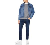 JACK & JONES Jjebasic Knit V-Neck Noos, Felpa Uomo, Blu (Navy Blazer Detail: Twisted with Jet Stream), Medium