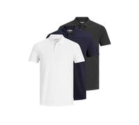 Jack & Jones Polo confezione da 3 slim in piqué nera/bianca/blu navy XXL