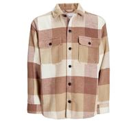 Jack&Jones JJEBRADLEY Ollie - Maglia Oversize LS Noos, Falcon/Checks: a Quadri, S