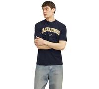JACK & JONES Jjecaleb Varsity Tee SS O-Neck Noos T-Shirt, Blazer Blu Marine, XL Uomo