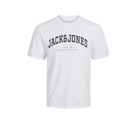 JACK & JONES Jjecaleb Varsity Tee SS O-Neck Noos T-Shirt Uomo, Bianco, S