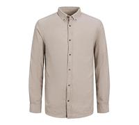 JACK & JONES Jjeclassic Melange Shirt LS SN Camicia a Maniche Lunghe, Farina d'avena, XS Uomo