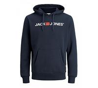 JACK & JONES Jjecorp Logo Sweat Hood Noos Felpe con cappuccio, Blu (Navy Blazer Detail: Reg Fit), S Uomo