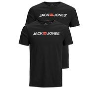 JACK & JONES JJECORP Logo Tee SS Crew Neck, Confezione da 2 Pezzi Nero (Black)., XS
