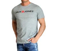 JACK & JONES Jjecorp Logo Tee Ss Crew Neck Noos, T-shirt Uomo, Grigio (Light Grey Melange Detail: Slim Fit - Melange), Large