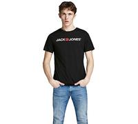 JACK & JONES Jjecorp Logo Tee Ss Crew Neck Noos, T-shirt Uomo, Nero (Black Detail: Slim Fit), Small