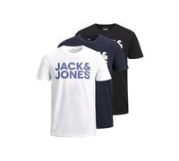 JACK & JONES Jjecorp Logo Tee SS O-Neck 3pk MP Noos T-Shirt, Bianco 1, M (Pacco da 3) Uomo