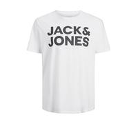 JACK & JONES JJECORP - Maglietta a Maniche Corte con Logo da Uomo, Taglie Forti, Bianco 2, XXXL