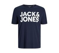 Jack & Jones JJECORP - Maglietta a Maniche Corte con Logo da Uomo, Taglie Forti, Blu Navy, XXL