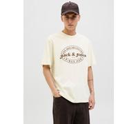 Jack & Jones - Jjedover Print Tee Ss Crew Neck Sn Bianco - Abbigliamento M Bianco