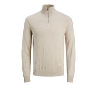 JACK & JONES Jjeemil Knit Half Zip Noos Maglione, Farina d'avena/Dettaglio: Melange, M Uomo