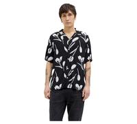 JACK & JONES Camicia 'JJEJEFF CHARGE' nero / bianco, Taglia XL