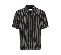 JACK & JONES Jjejeff Stripe Resort Maglietta SS SN Camicia a Maniche Corte, Nero, XXL Uomo