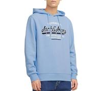 Jack&Jones JJELOGO Felpa con Cappuccio 2 col 24/25 Noos, Blu Chambray. Dettagli: Melange, M
