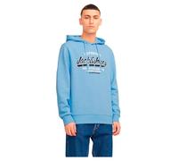 JACK & JONES Jjelogo Sweat Hood 2 col 24/25 Noos Felpa con Cappuccio, Blu Chambray. Dettagli: Melange, S Uomo